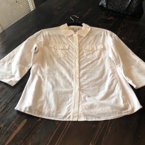 CAbi Tops - CAbi Med white button down 3/4 sleeve 100% cotton